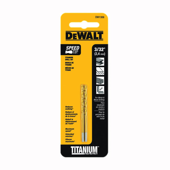 Dewalt Titanium Nitride Coating Drill Bits 3/32 in. x 2-1/4 in. (3/32 in. x 2-1/4 in.)