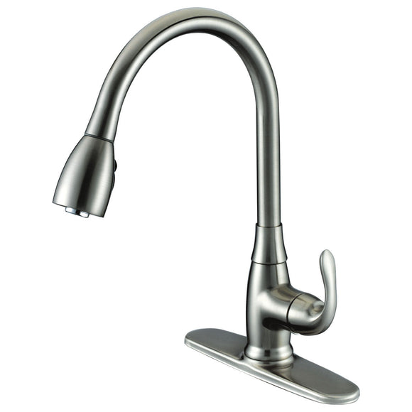 Compass Manufacturing 191-7698 Noble Single Handle Kitchen Faucet (Brushed Nickel Finish)