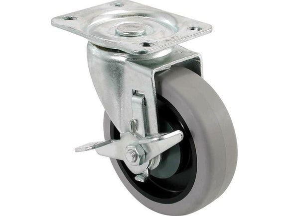 Shepherd Hardware 4-Inch Swivel Plate TPR Caster with Brake, 250-lb Load Capacity (4