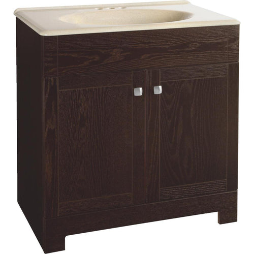 Continental Cabinets Sedona Java Oak 30-3/4 In. W x 32-3/4 In. H x 18-1/2 In. D Vanity with Solid Surface Technology Top