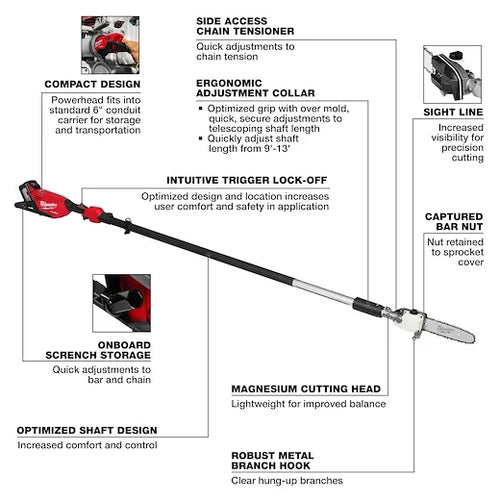 Milwaukee M18 FUEL™ Telescoping Pole Saw Kit (10)