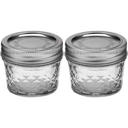 Ball Quilted Crystal Jelly Jars with Lids and Bands, 4-Ounce, Clear (12/Case)