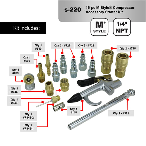 Milton Air Compressor Accessory Starter Kit (16-Piece)