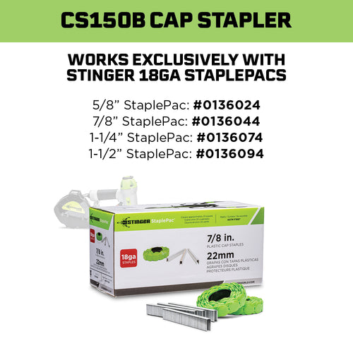 Stinger StaplePac® collated cap staples