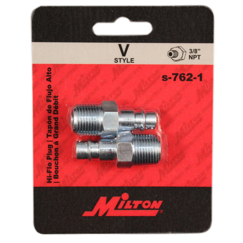 Milton HIGHFLOWPRO® 3/8 MNPT V-Style/Euro Interchange Steel Air Plug Fitting (High Volume Low Pressure Application)
