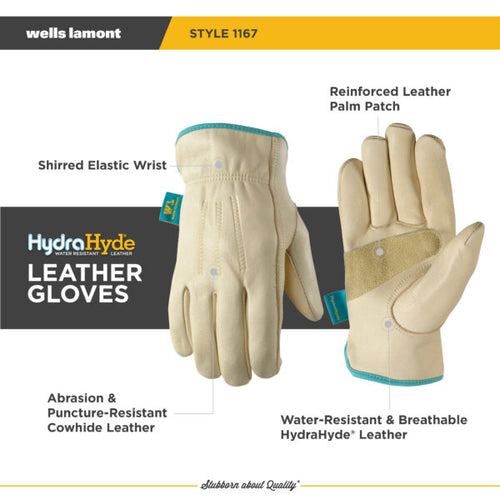 Wells Lamont Women’s HydraHyde® Leather Shirred Wrist Gloves