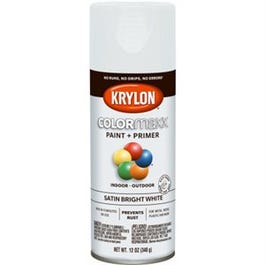 COLORmaxx Spray Paint + Primer, Satin Bright White, 12-oz.