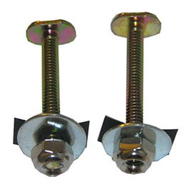 Brass-Plated Toilet Bolts With Nuts And Washers, 0.25 x 2.25-In.