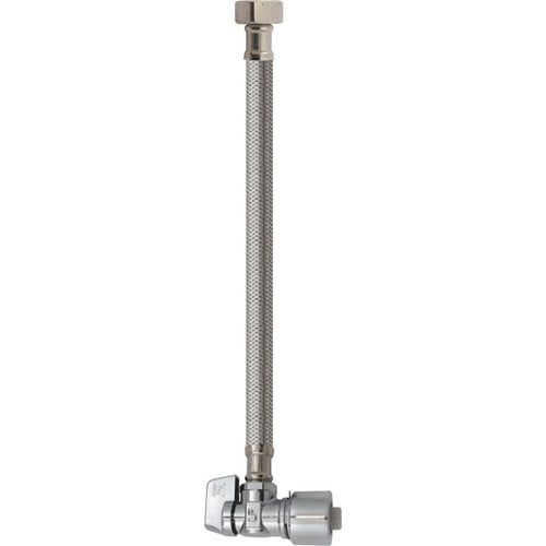 Keeney 5/8 In. x 12 In. Stainless Steel Quick Lock Faucet Supply Tube with Angled Quarter Turn Valve