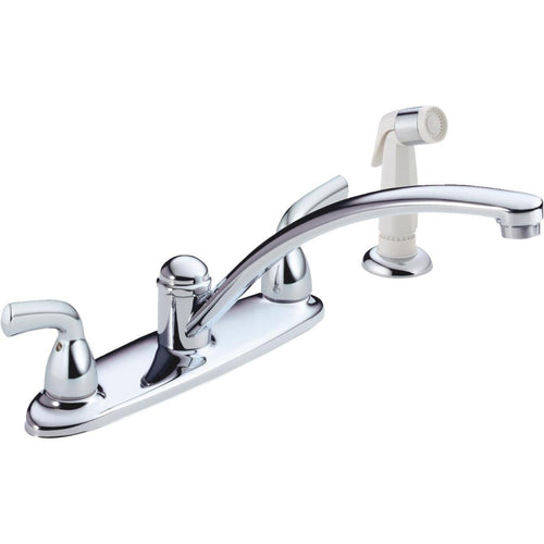 Delta Foundations Dual Handle Lever Kitchen Faucetwith Side Spray, Chrome