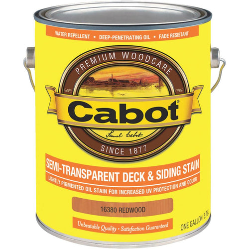 Cabot VOC Semi-Transparent Deck & Siding Exterior Stain, Redwood, 1 Gal.