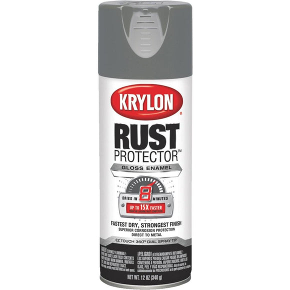 Krylon Rust Protector 12 Oz. Gloss Alkyd Enamel Spray Paint, Smoke Gray