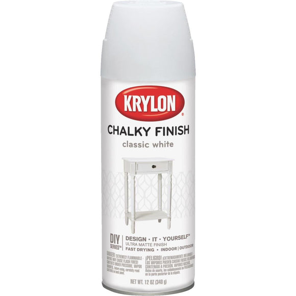 Krylon CHALKY FINISH 12 Oz. Ultra Matte Chalk Spray Paint, Classic White