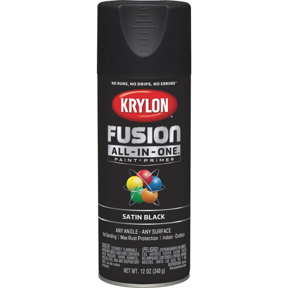 Krylon Fusion All-In-One Satin Spray Paint & Primer, Black